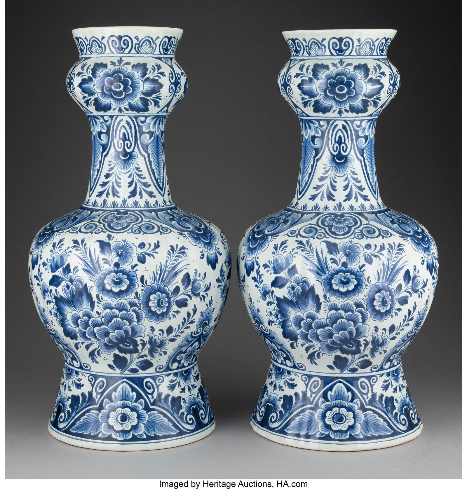A Pair of Delft Blue and White Vases, 20th centu (1 of 3)