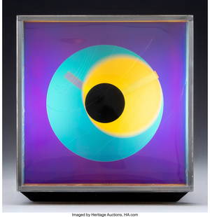 Kirsch Hamilton Prisma Kinetic Art Clock USA, 19: Kirsch Hamilton Prisma Kinetic Art Clock USA&comma; 1976 Acrylic&comma; rubber-coated aluminum 7-1&sol;2 x 7 x 5-3&sol;4 inches &lpar;19&period;1 x 17&period;8 x 14&period;6 cm&rpar; Signed with appli