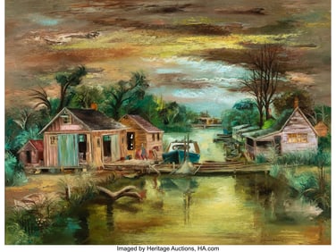27054: Aaron Bohrod (American, 1907-1992) Bayou Oil on