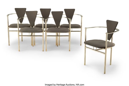 27035: Belgo Chrom Six Dining Chairs, circa 1980 Belgiu