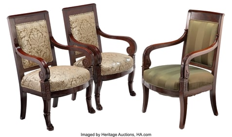 27036: Three Directoire Mahogany Arm Chairs, early 19th