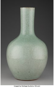 27075: A Chinese Celadon Crackle-Glazed Bottle Vase 14-