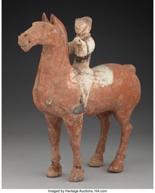 27078: A Chinese Polychromed Pottery Equestrian Figure