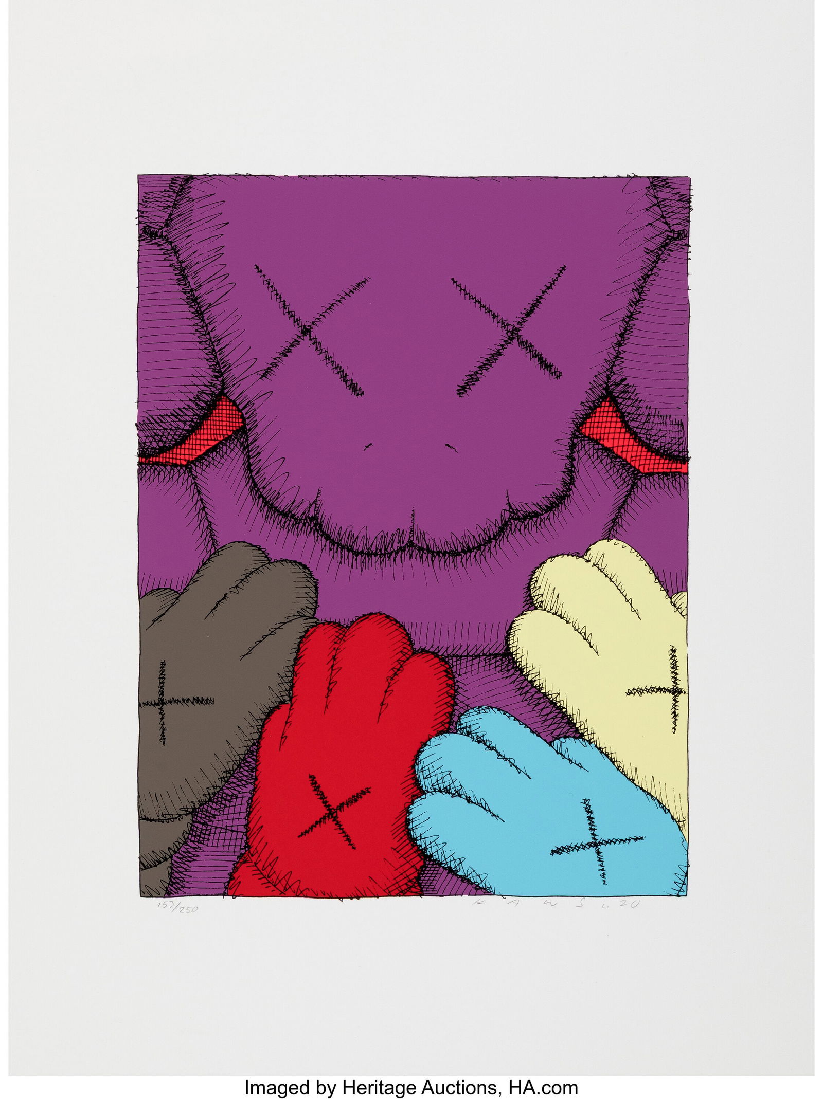 KAWS (b. 1974) Urge No. 4, 2020 Screenprint in c: KAWS (b. 1974) Urge No. 4, 2020 Screenprint in colors on Saunders Waterford paper 17 x 12-3/4 inches (43.2 x 32.4 cm) (sheet) Ed&per