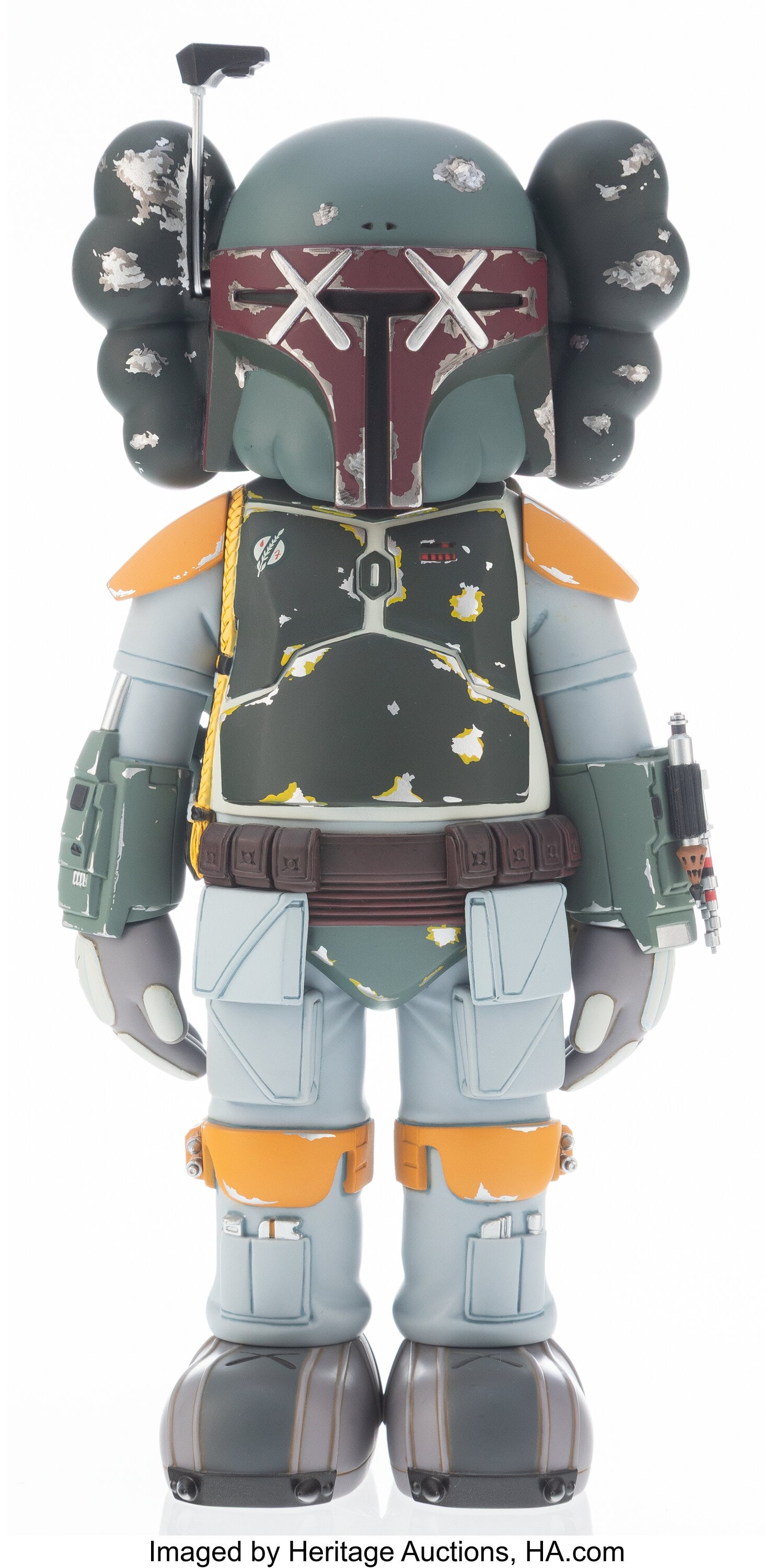 KAWS X Lucasfilm Boba Fett, 2013 Painted cast vi: KAWS X Lucasfilm Boba Fett, 2013 Painted cast vinyl 10 x 5 x 35 inches (25.4 x 12.7 x 88.9 cm) Stamped on underside of feet Produced by Medicom Toy and OriginalFak