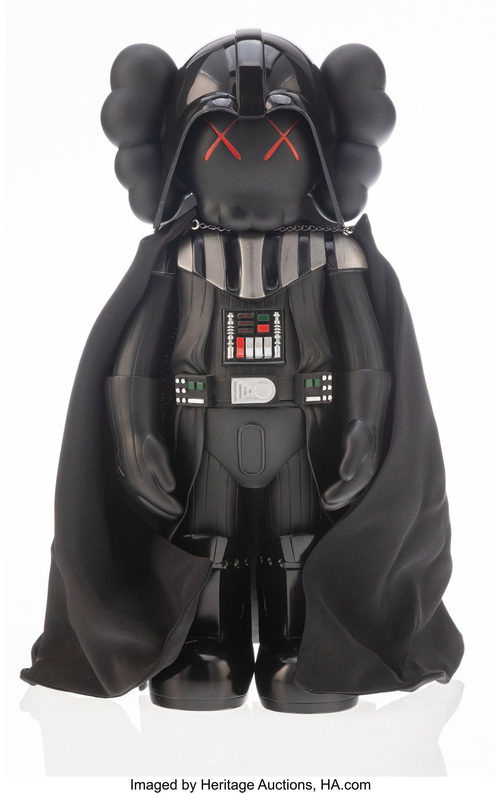 KAWS X Lucasfilm Darth Vader, 2007 Painted cast: KAWS X Lucasfilm Darth Vader, 2007 Painted cast vinyl 9-3/4 x 3-1/2 x 3-1/2 inches (24.8 x 8.9 x 8.9 cm) Stamped on underside of feet Produced by Medic