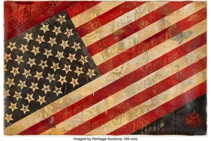 66143&colon; Shepard Fairey &lpar;b&period; 1970&rpar; Flag HPM&comma; 2010 Screenpr
