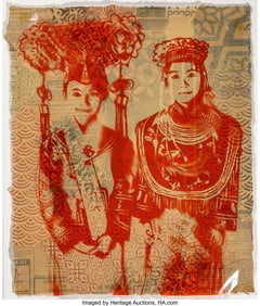 66145&colon; Shepard Fairey &lpar;b&period; 1970&rpar; Couple&comma; 2010 Hand-cut r