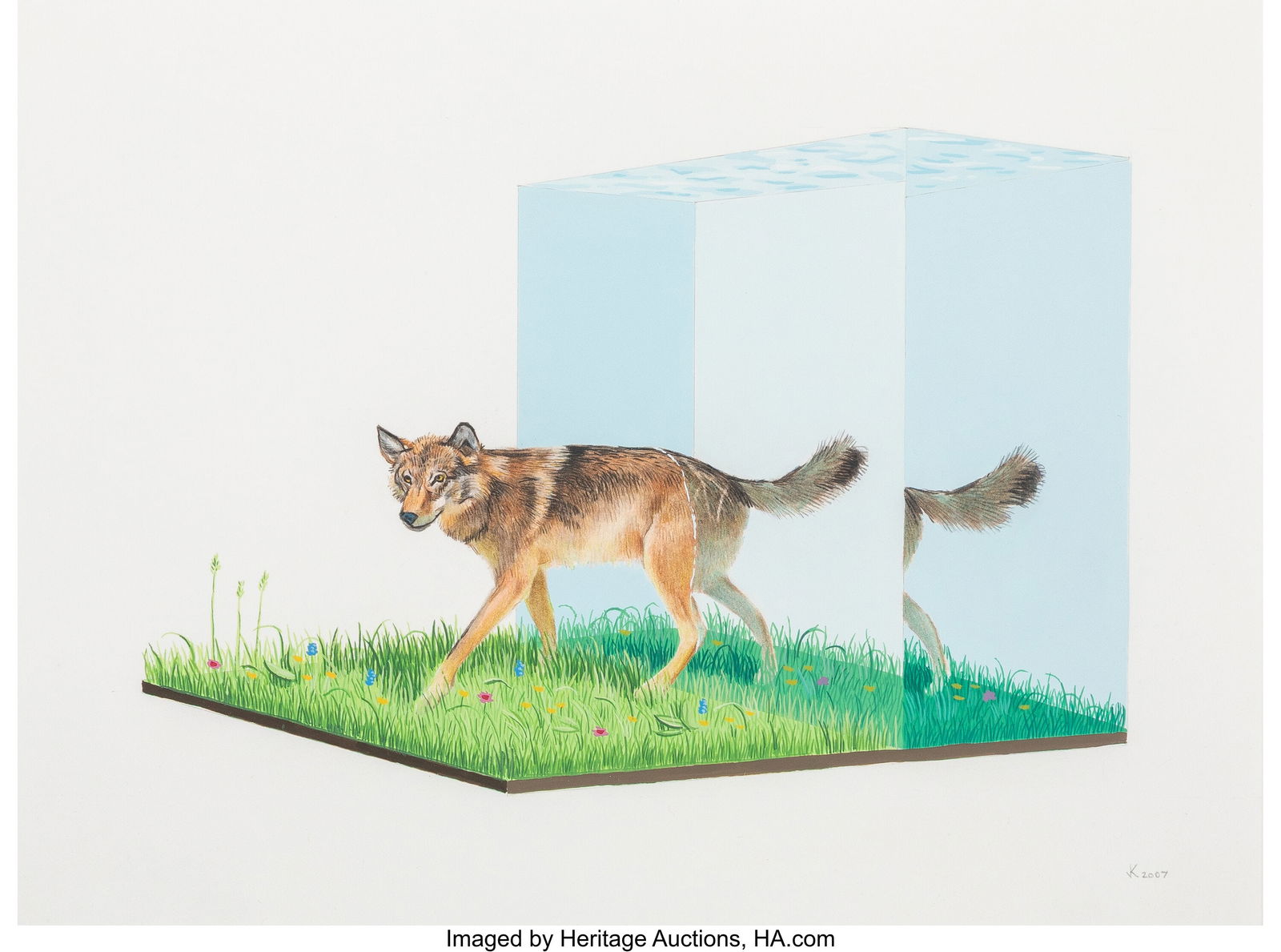 Josh Keyes (b. 1969) Envelop #2, 2007 Acrylic on: Josh Keyes (b. 1969) Envelop #2, 2007 Acrylic on wove paper 9 x 12 inches (22.9 x 30.5 cm) (sheet) Signed and dated lower right: JK 2