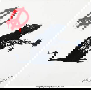 Blek le Rat (b. 1951) Peace Spray paint and sten: Blek le Rat (b. 1951) Peace Spray paint and stencil on linen 23-1/2 x 23-1/2 inches (59.7 x 59.7 cm) Signed lower right: BLEK LE RAT This lot is