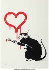 66090&colon; Banksy &lpar;b&period; 1974&rpar; Love Rat&comma; 2004 Screenprint in c