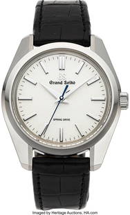 Grand Seiko Spring Drive 44GS Stainless Steel Wr: Grand Seiko Spring Drive 44GS Stainless Steel Wristwatch with Box and Papers Case: 39mm, Stainless steel Dial: Silvered textured, Dauphine hands Movement: Spring