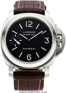 Panerai Luminor Marina Reference PAM 111 Stainle: Panerai Luminor Marina Reference PAM 111 Stainless Steel Wristwatch with Box and Papers Case: 44mm, Stainless steel Dial: Black with luminous stick and arabic numerals,