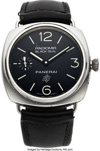 Panerai, Stainless Steel Radiomir "Black Seal" C: Panerai, Stainless Steel Radiomir "Black Seal" Circa 2010's Case: 45 mm, stainless steel Dial: black dial, luminous hour indices, luminous hands Movement: