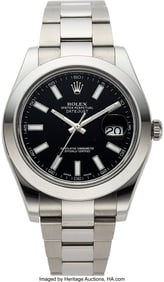 13060: Rolex Datejust Stainless Steel Wristwatch with B