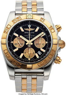 Breitling Chronomat 44 18K Rose Gold And Steel W: Breitling Chronomat 44 18K Rose Gold And Steel Wrist Watch Case&colon; 44mm&comma; steel and 18k rose gold&comma; 3 body case with screw back&comma; 3144482 Dial&colon; brown with gold indexes and gol