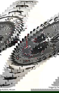 Tag Heuer, Stainless Steel Senna Circa 2010's C: Tag Heuer, Stainless Steel Senna Circa 2010's Case: 43 mm, stainless steel Dial: slate dial, triple sub-registers for elapsed minutes, hours, subsidiary