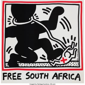 40070: Keith Haring (1958-1990) Free South Africa (Post