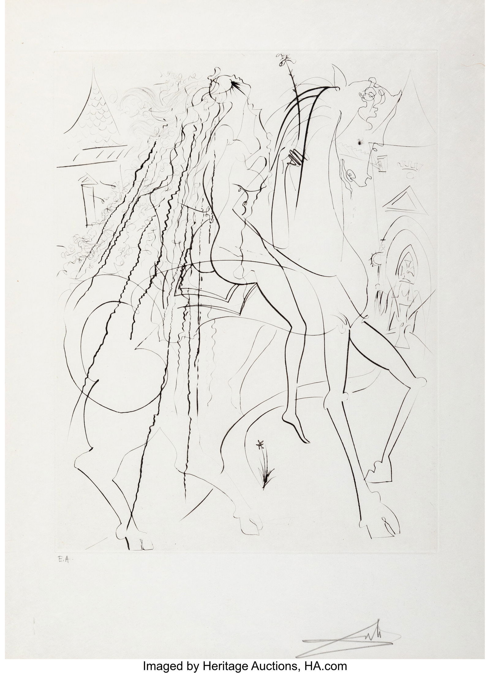 Salvador Dalí (1904-1989) Lady Godiva, 1969 Eng: Salvador Dalí (1904-1989) Lady Godiva, 1969 Engraving on Japon paper 25-1/2 x 18-1/2 inches (64.8 x 47.0 cm) (sight) E.A.