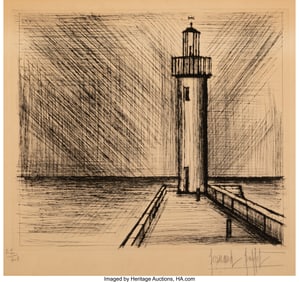 40076: Bernard Buffet (1928-1999) Le phare, 1959 Drypoi