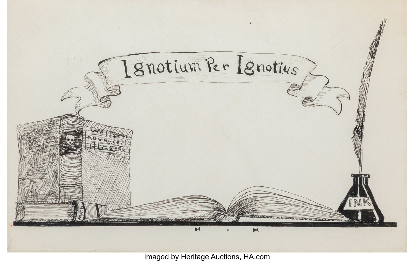 Peter Hurd (American, 1904-1984) Ignotium Per Ig: Peter Hurd (American, 1904-1984) Ignotium Per Ignotius Ink on paper 3-1/2 x 5-3/8 inches (8.9 x 13.7 cm) (sheet) The present work is accompani