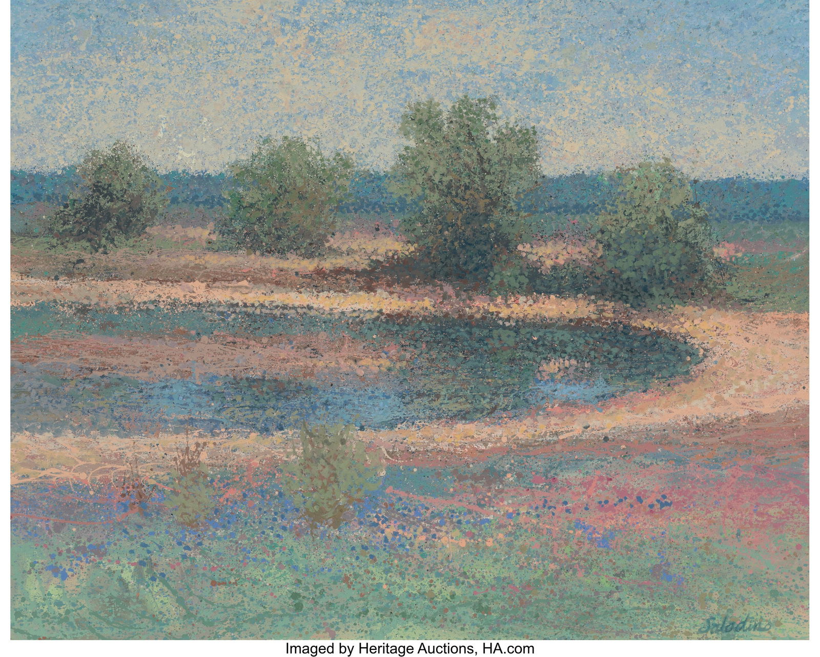 Tony Saladino (American, 20th Century) Quiet Pon: Tony Saladino (American, 20th Century) Quiet Pond Acrylic on canvas 48 x 60 inches (121.9 x 152.4 cm) Signed lower right: Saladino HID03101062020 © 2