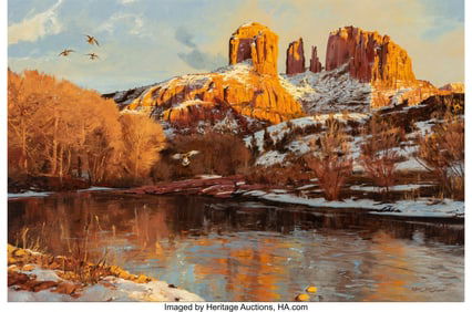 47085: Ken Carlson (American, b. 1937) Winter Arrivals,