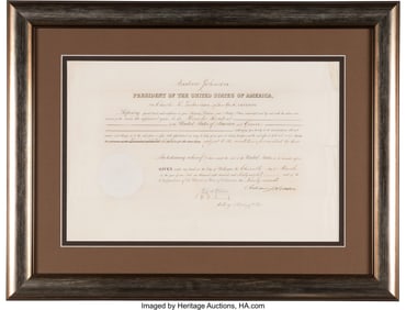 47140: Andrew Johnson Signed Appointment. One partially