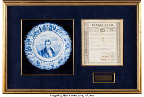 Stephen F. Austin Signed Texian Loan Certificate: Stephen F&period; Austin Signed Texian Loan Certificate&period; One page&comma; 8 x 9 1&sol;4 inches &lpar;sight&rpar;&comma; New Orleans&semi; January 11&comma; 1836&period; Loan certificate issued t