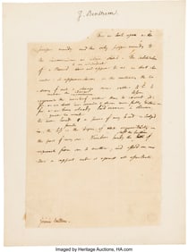 47215: Jeremy Bentham Autograph Manuscript Draft. One