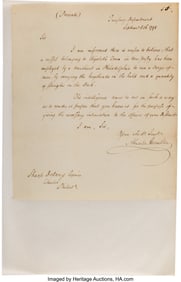 47078&colon; Alexander Hamilton Letter Signed&period; One page&comma; 7 7&sol;