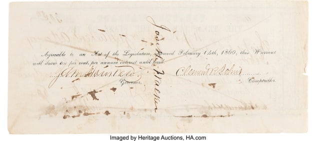47010&colon; Sam Houston Endorsement Signature on a Treasury 