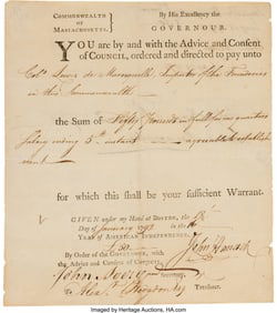 47080&colon; John Hancock Document Signed&period; One page&comma; 7 1&sol;4 x 