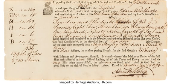 47081&colon; John Hancock Autograph Document Signed&period; One part