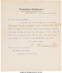 47151: Theodore Roosevelt Typed Letter Signed. One page