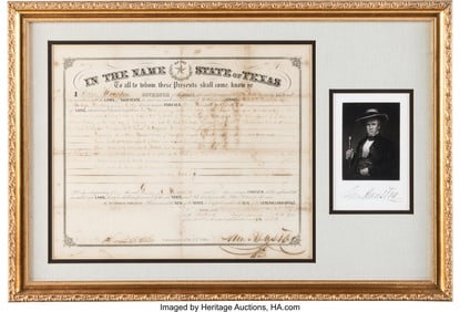 47014: Sam Houston Signed Land Grant. One partially pri