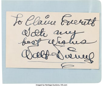 47222&colon; Walt Disney Signed Card&period; 5 x 3 inches&comma; mounted o
