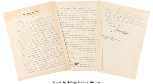 47153&colon; William H&period; Taft Typed Letter Signed&period; Three pages