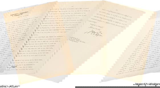 William H. Taft Typed Letter Signed. Three pages: William H&period; Taft Typed Letter Signed&period; Three pages on Supreme Court letterhead&comma; 8 x 10 1&sol;2 inches&comma; Washington&comma; D&period;C&period;&semi; May 5&comma; 1927&period; A le