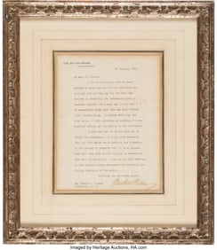 47154: Woodrow Wilson Typed Letter Signed. One page on