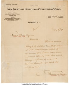 47223: Thomas Edison Autograph Letter Signed. One page,