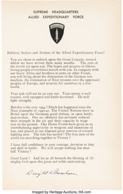 47157&colon; Dwight D&period; Eisenhower Signed D-Day Order of the D