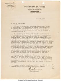 47226&colon; &lbrack;Al Capone&rsqb;&period; Eliot Ness Typed Letter Signed with