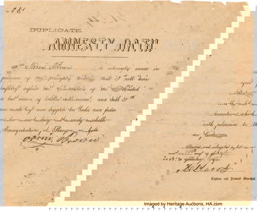 [Civil War]. Galveston Amnesty Oath for Orrin Br: &lbrack;Civil War&rsqb;&period; Galveston Amnesty Oath for Orrin Brown&period; One partially printed page&comma; 9 3&sol;4 x 18 inches&comma; Galveston&comma; Texas&semi; July 15&comma; 1865&period; A