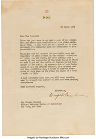47160: Dwight D. Eisenhower Typed Letter Signed. One pa