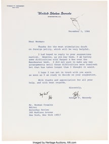 47164&colon; Robert F&period; Kennedy Typed Letter Signed&period; One page 