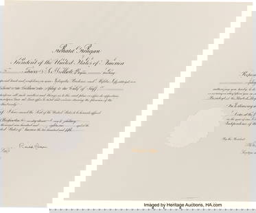 Ronald Reagan Signed Appointment. One partially: Ronald Reagan Signed Appointment&period; One partially printed page&comma; 23 x 19 inches&comma; Washington&comma; D&period;C&period;&semi; January 22&comma; 1981&period; President Reagan appoints Fra
