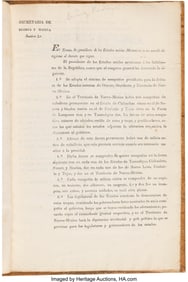 47027: Manuel Gomez Pedraza Printed Decree on the Creat