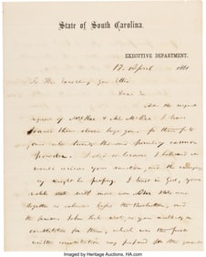 47104&colon; Francis Pickens Autograph Letter Signed&period;  Two pa