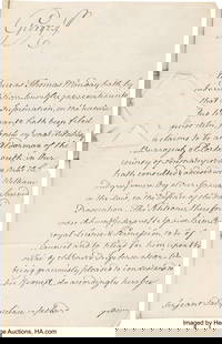 King George III Document Signed. Two pages of a: King George III Document Signed. Two pages of a bifolium, 7 1/2 x 12 inches, no place; no date. A license to plead issued to Sergeant William Davy, Esq.